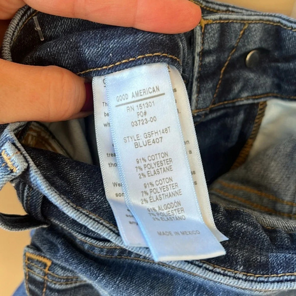 Good American The Good Straight Size 2/26 Distressed Jeans in Blue 407 - Picture 8 of 9